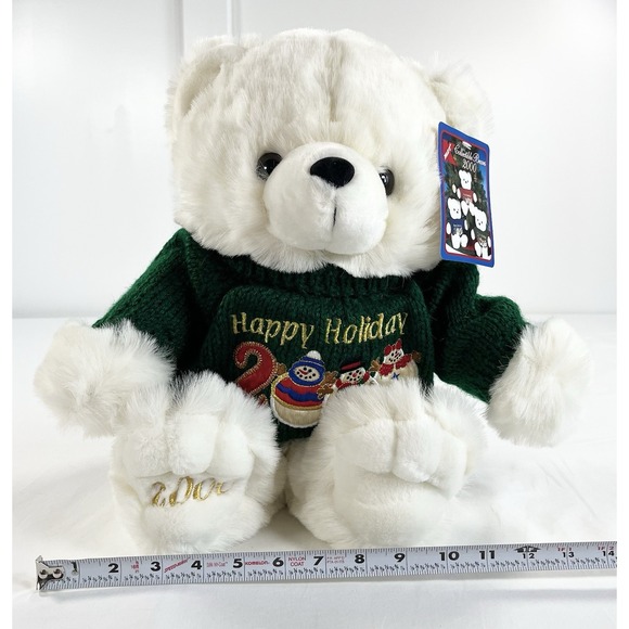 New Vintage 1987 Kmart Christmas Bear Teddy Plush Green Sweater Collectible 23 - Picture 5 of 12